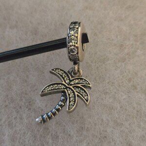 Retired Palm Tree Pandora Charm with CZ stones